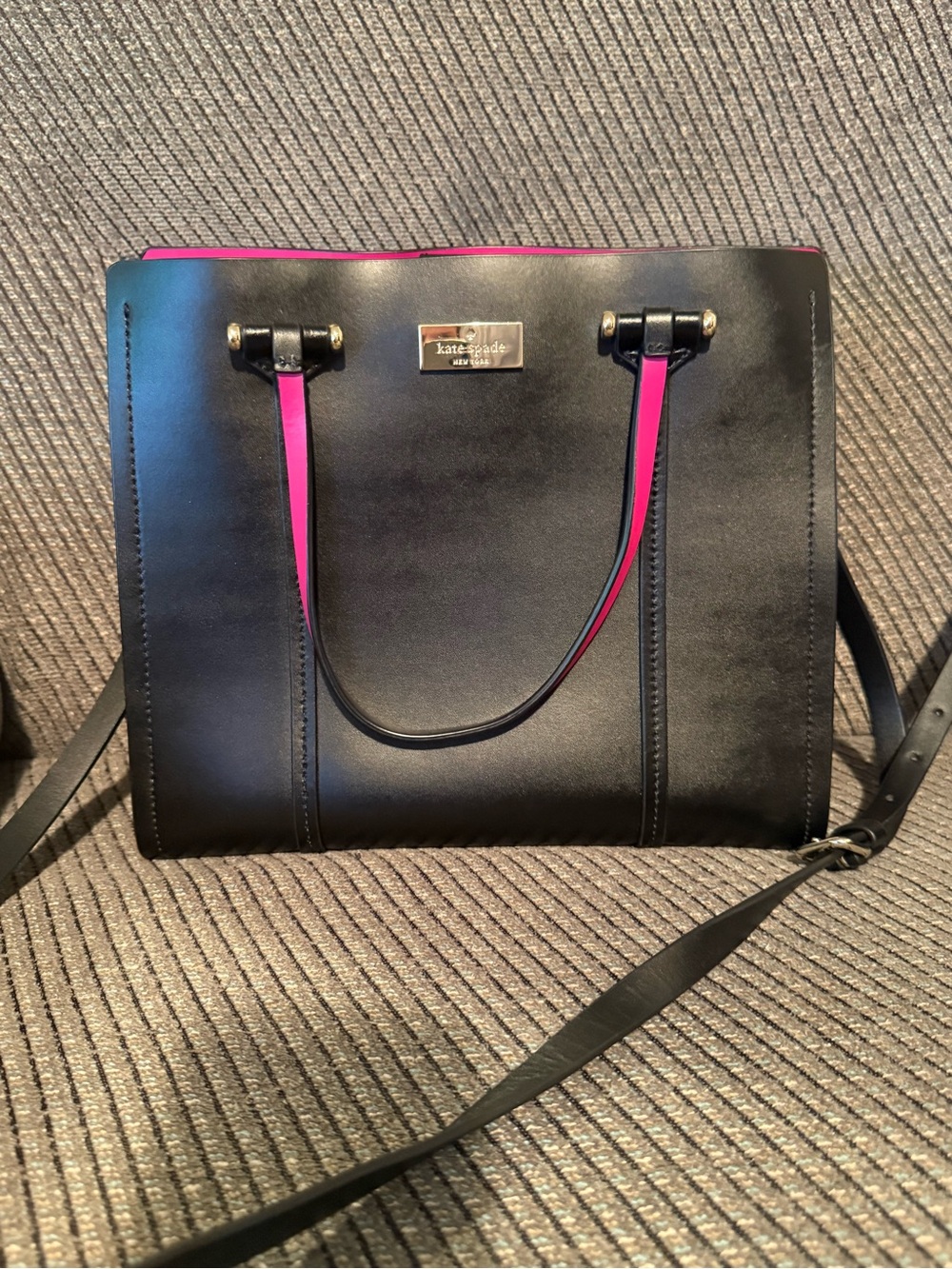 kate spade Black Tote with Pink Trim